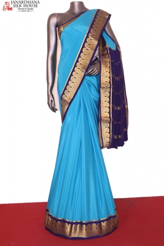 Traditional Contrast Pure Mysore Crepe Silk Saree